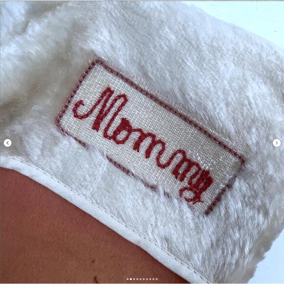 Vintage Antique Felt Christmas Stockin Mommy Needlepoint Embroidery Stitching - Picture 2 of 10